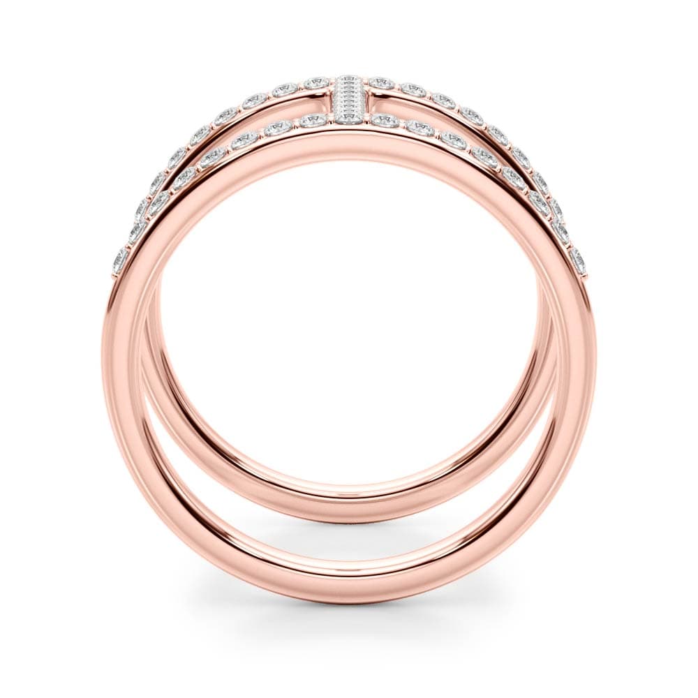 Open Concept Dual Band Wedding Rings (0.41 ct. tw.), Side view in rose gold