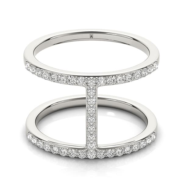 Open Concept Dual Band Wedding Rings (0.41 ct. tw.), Side view in white gold or platinum