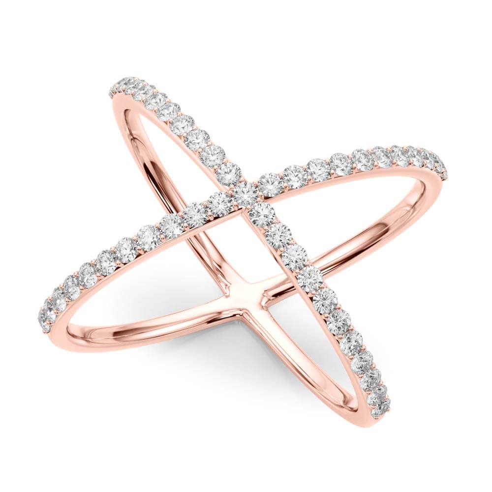 Criss Cross Diamond Ring (0.45 ct. tw.), Front view in rose gold