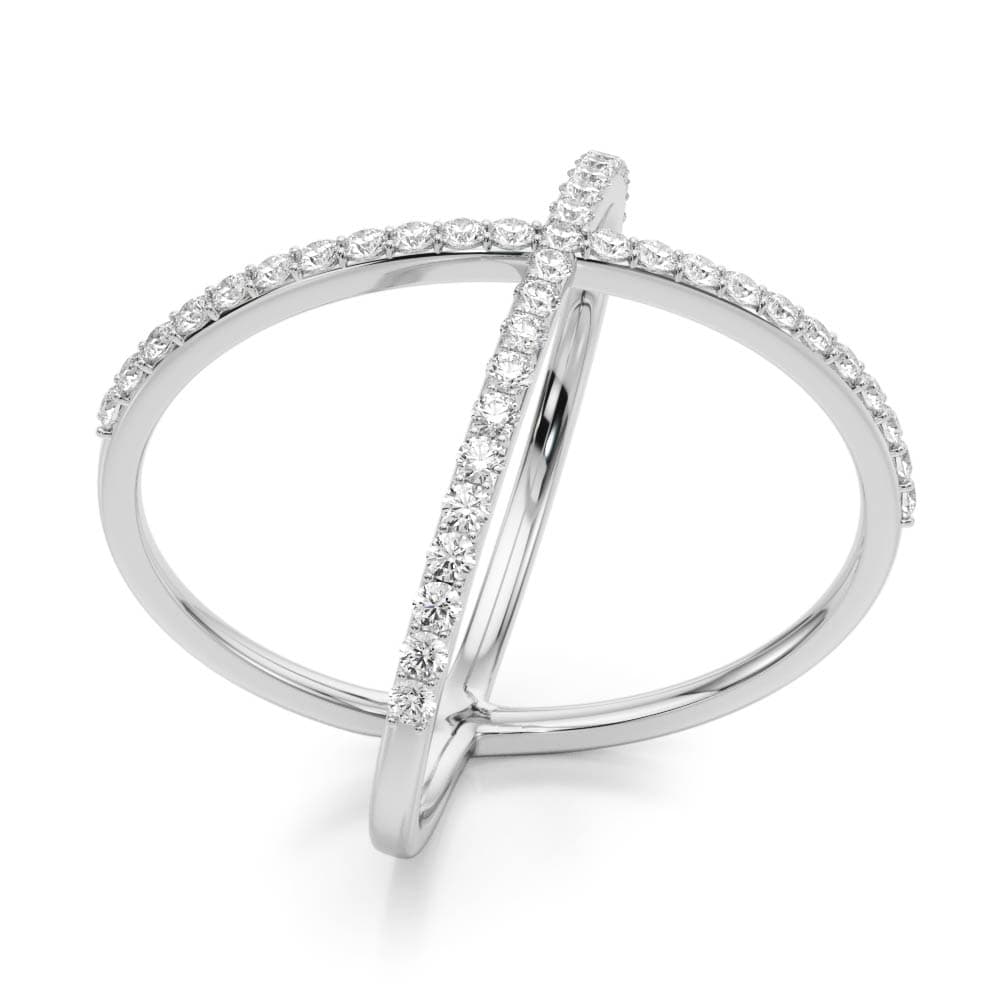 Criss Cross Diamond Ring (0.45 ct. tw.), Angle view in white gold or platinum
