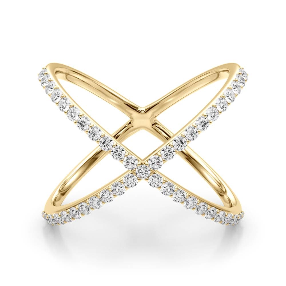 Criss Cross Diamond Ring (0.45 ct. tw.), On hand view in yellow gold