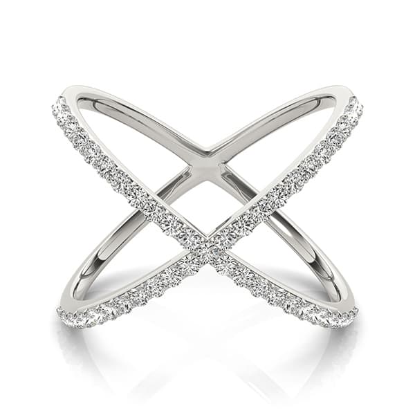 Criss Cross Diamond Ring (0.45 ct. tw.), Side view in white gold or platinum
