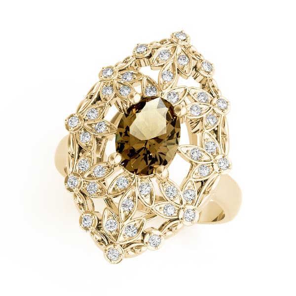 Nature Inspired Leaf Shaped Fashion Ring (0.2 ct. tw.), Front view in yellow gold