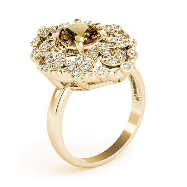 Nature Inspired Leaf Shaped Fashion Ring (0.2 ct. tw.), Angle view in yellow gold