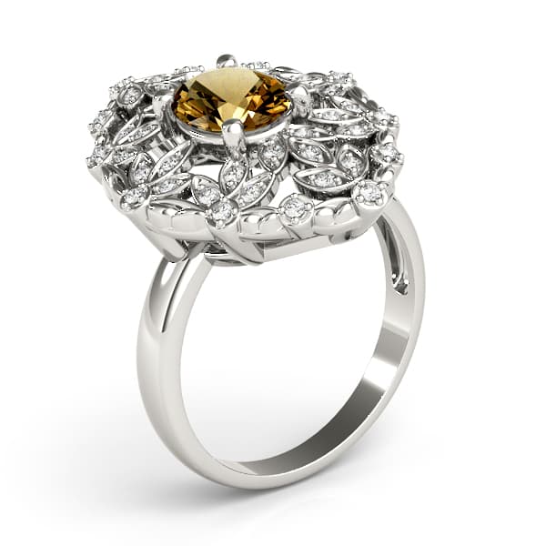 Nature Inspired Leaf Shaped Fashion Ring (0.2 ct. tw.), Angle view in white gold or platinum