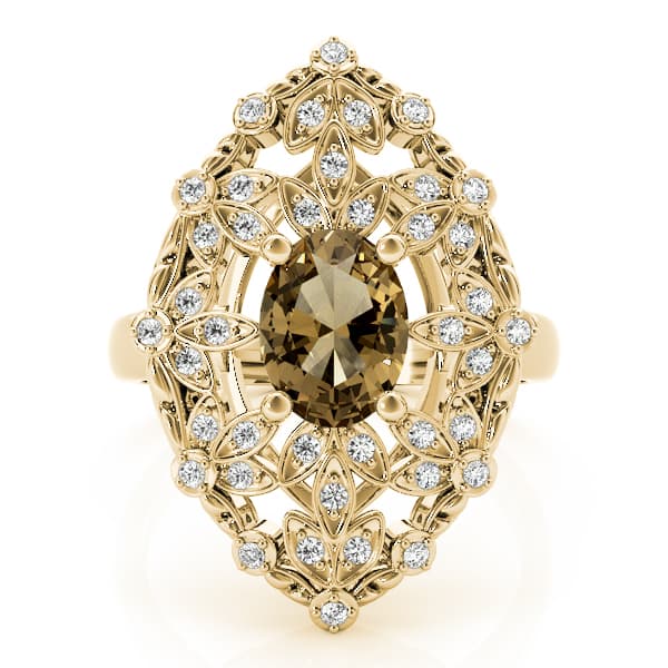 Nature Inspired Leaf Shaped Fashion Ring (0.2 ct. tw.), On hand view in yellow gold
