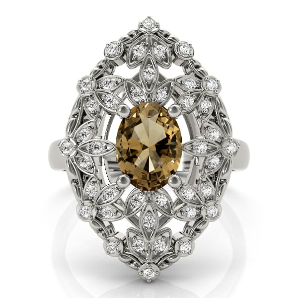 Nature Inspired Leaf Shaped Fashion Ring (0.2 ct. tw.), On hand view in white gold or platinum