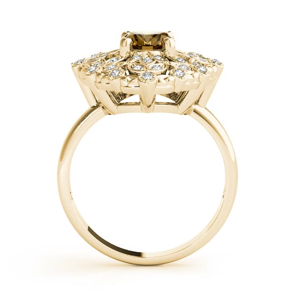 Nature Inspired Leaf Shaped Fashion Ring (0.2 ct. tw.), Side view in yellow gold
