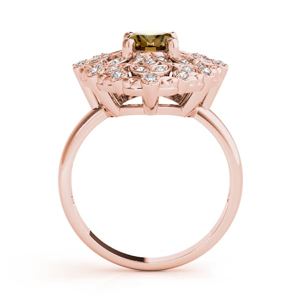 Nature Inspired Leaf Shaped Fashion Ring (0.2 ct. tw.), Side view in rose gold