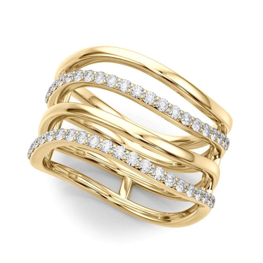 Multi-Row Wavy Fashion Band (0.42 ct. tw.), Front view in yellow gold