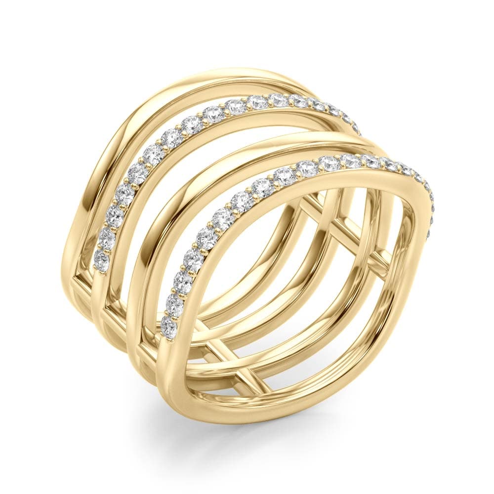 Multi-Row Wavy Fashion Band (0.42 ct. tw.), Angle view in yellow gold