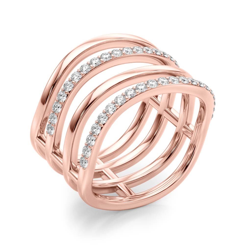 Multi-Row Wavy Fashion Band (0.42 ct. tw.), Angle view in rose gold