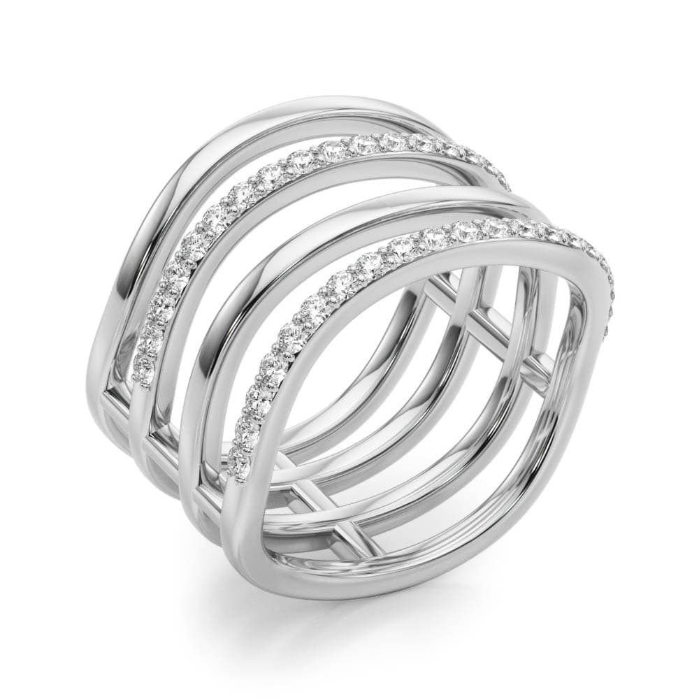 Multi-Row Wavy Fashion Band (0.42 ct. tw.), Angle view in white gold or platinum