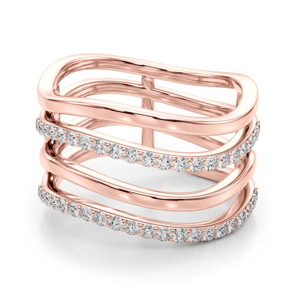 Multi-Row Wavy Fashion Band (0.42 ct. tw.), On hand view in rose gold