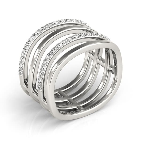 Multi-Row Wavy Fashion Band (0.42 ct. tw.), On hand view in white gold or platinum