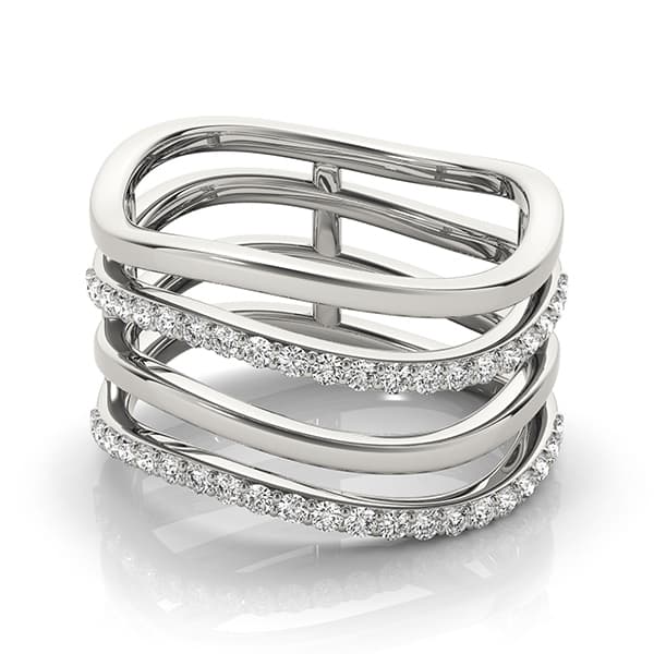 Multi-Row Wavy Fashion Band (0.42 ct. tw.), Side view in white gold or platinum