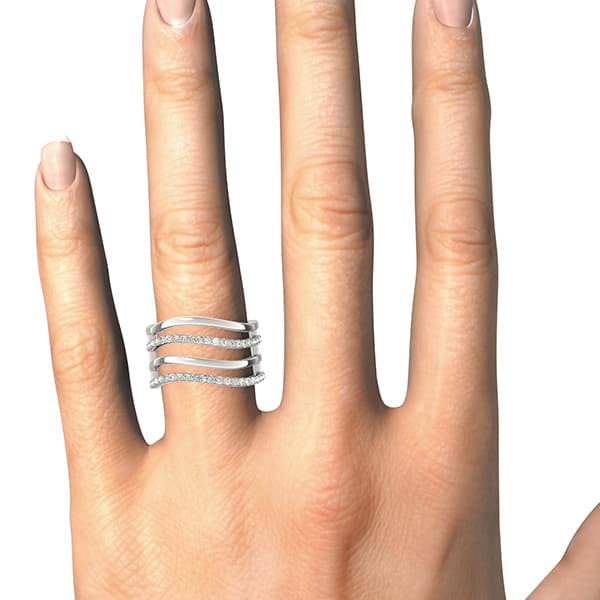 Multi-Row Wavy Fashion Band (0.42 ct. tw.), Top view in white gold or platinum