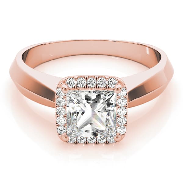 Solitaire Cushion Cut Halo Engagement Ring, style 84731, On hand view in rose gold