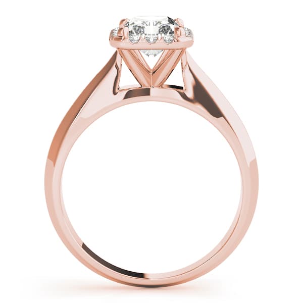 Solitaire Halo Emerald Engagement Ring, style 84733, Side view in rose gold