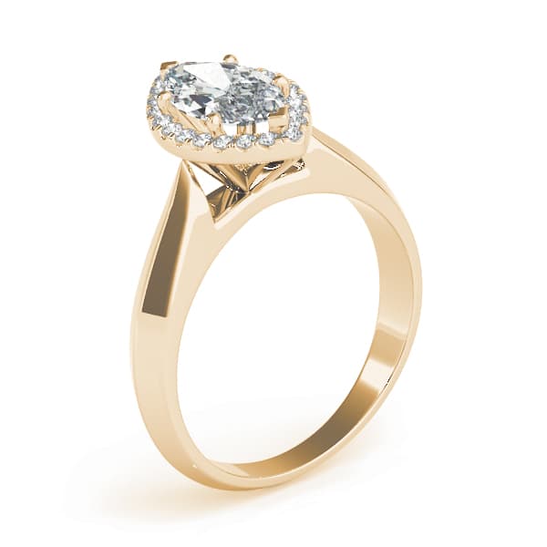 Marquise Solitaire Halo Engagement Ring, style 84736, Angle view in yellow gold