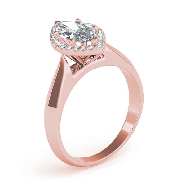 Marquise Solitaire Halo Engagement Ring, style 84736, Angle view in rose gold
