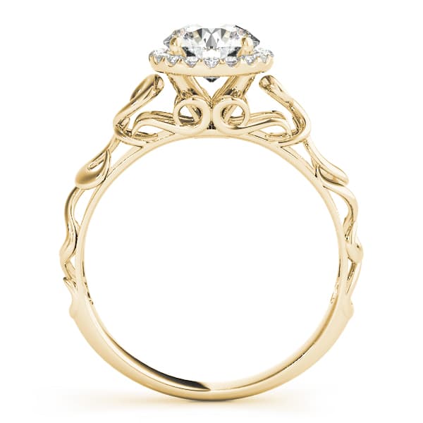 Solitaire Filigree Halo Engagement Ring, style 84737, Side view in yellow gold