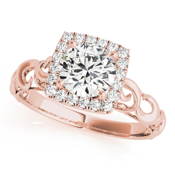 Solitaire Engagement Ring, style 84738, Front view in rose gold