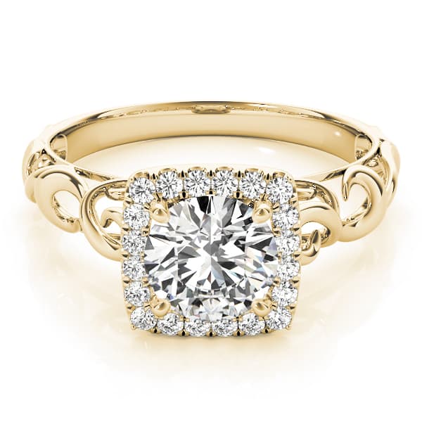 Solitaire Engagement Ring, style 84738, On hand view in yellow gold