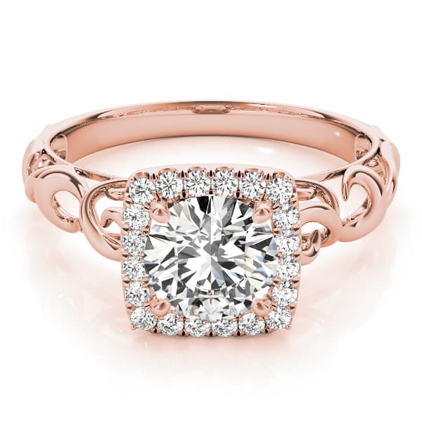 Solitaire Engagement Ring, style 84738, On hand view in rose gold