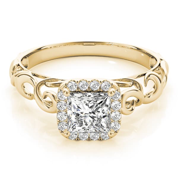 Solitaire Engagement Ring, style 84739, On hand view in yellow gold