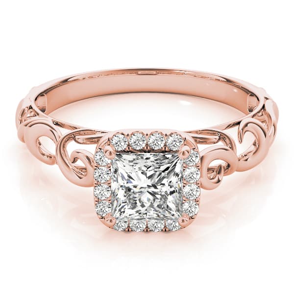 Solitaire Engagement Ring, style 84739, On hand view in rose gold