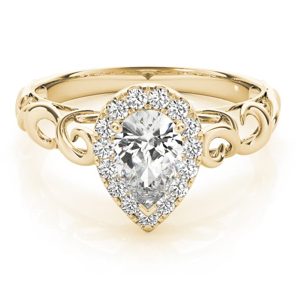Solitaire Engagement Ring, style 84743, On hand view in yellow gold
