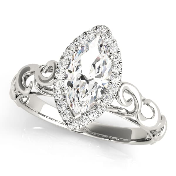 Solitaire Filigree Pear Shaped Engagement Rings — style 84744 in 10k White Gold