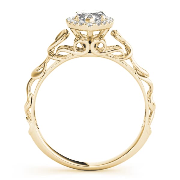 Solitaire Filigree Pear Shaped Engagement Ring, style 84744, Side view in yellow gold