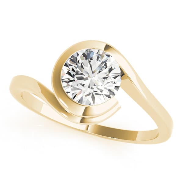 Bypass Swirl Solitaire Engagement Ring, style 84745, Front view in yellow gold