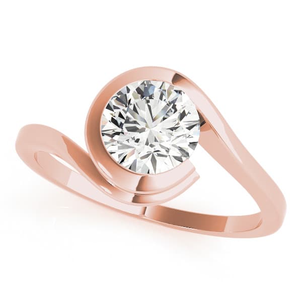 Bypass Swirl Solitaire Engagement Ring, style 84745, Front view in rose gold
