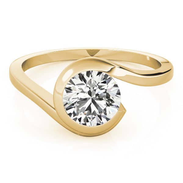 Bypass Swirl Solitaire Engagement Ring, style 84745, Top view in yellow gold