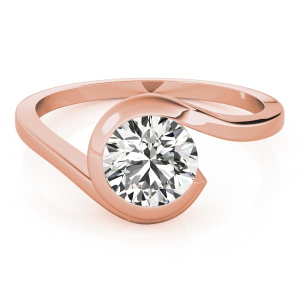 Bypass Swirl Solitaire Engagement Ring, style 84745, Top view in rose gold