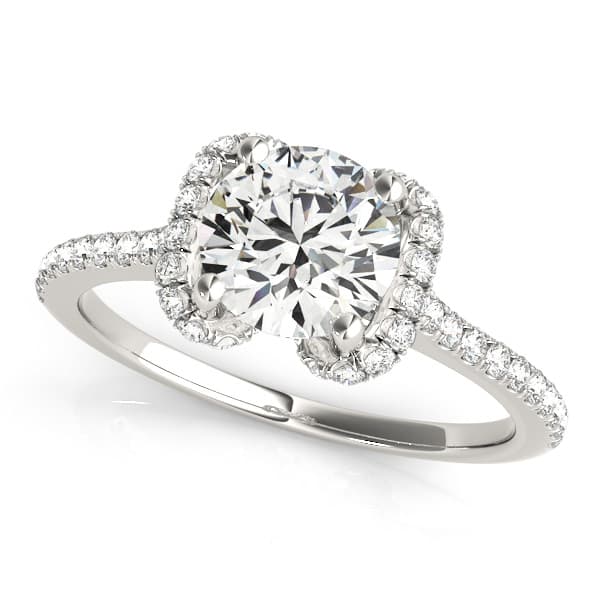 Single Row Halo Round Engagement Ring — style 84746 in 10k White Gold