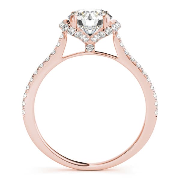 Single Row Halo Round Engagement Ring, style 84746, Side view in rose gold