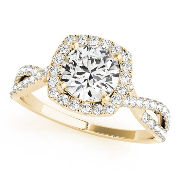 Halo Engagement Ring, style 84747, Front view in yellow gold