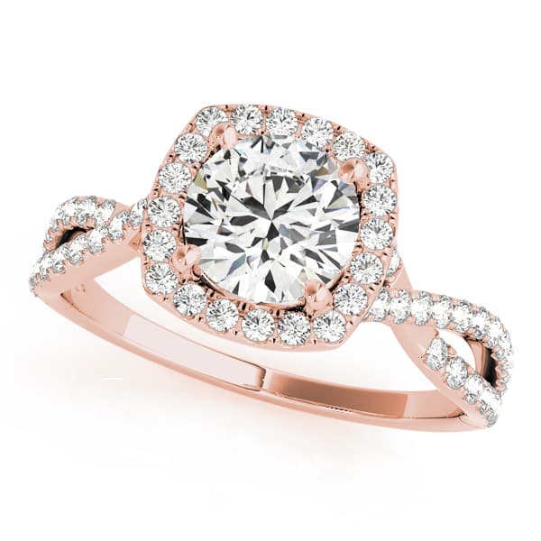 Halo Engagement Ring, style 84747, Front view in rose gold