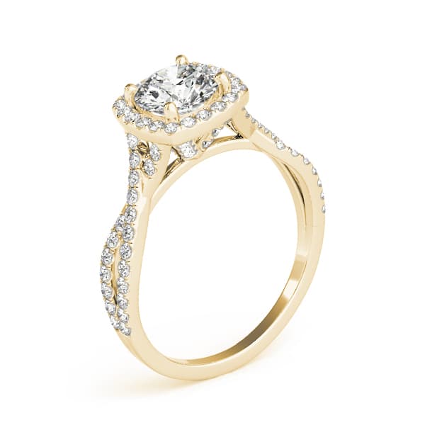 Halo Engagement Ring, style 84747, Angle view in yellow gold
