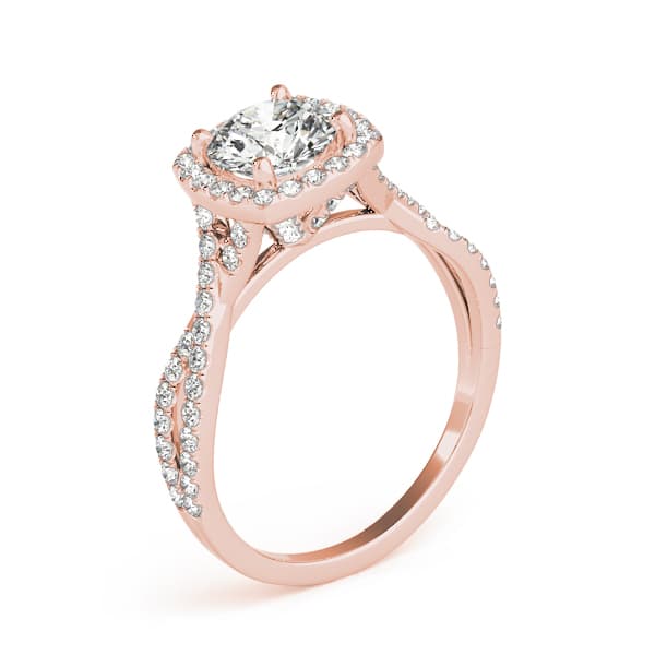 Halo Engagement Ring, style 84747, Angle view in rose gold