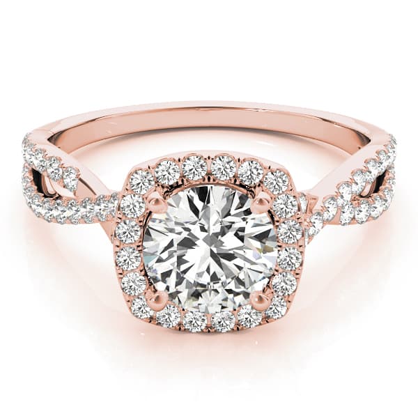 Halo Engagement Ring, style 84747, On hand view in rose gold