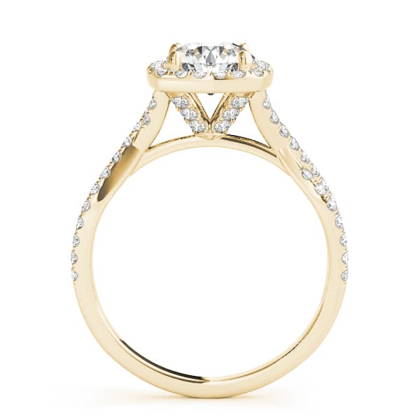 Halo Engagement Ring, style 84747, Side view in yellow gold