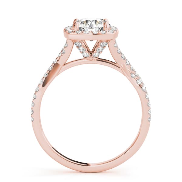 Halo Engagement Ring, style 84747, Side view in rose gold