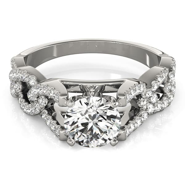 Engagement Ring, style 84748, Top view in white gold or platinum