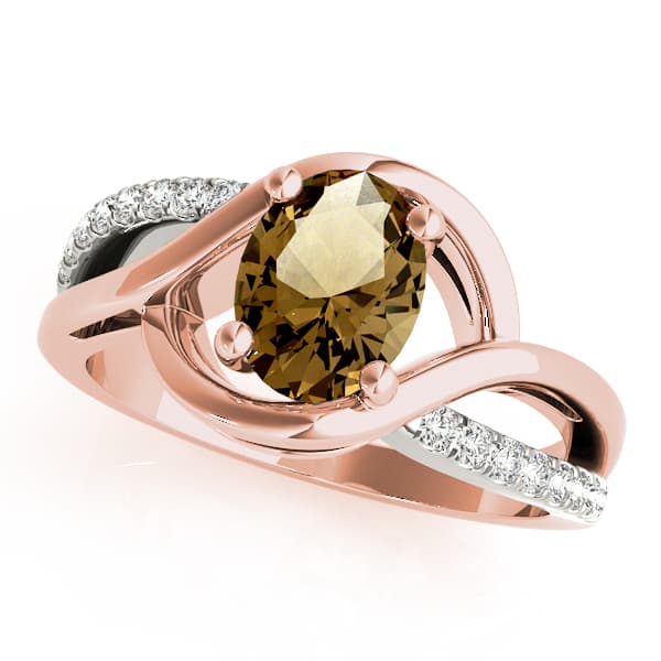8x6 Oval Ring (1/8 ct. tw.), Front view in rose gold