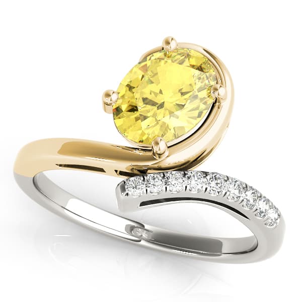Bypass Single Row Oval Color Rings (1/8 ct. tw.), Front view in yellow gold